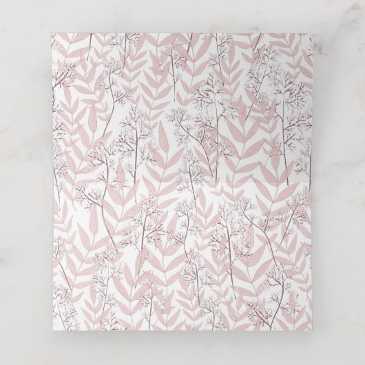 Dusty Roos roze bruiloft  botanisch Plaatskaartje (Binnenkant ongevouwen)