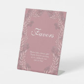 Dusty Roos roze bruiloft  botanisch Reclamebord Met Voetstuk (Voorkant)