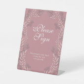 Dusty Roos roze bruiloft  botanisch Reclamebord Met Voetstuk (Voorkant)