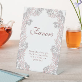 Dusty Roos roze bruiloft  botanisch Reclamebord Met Voetstuk