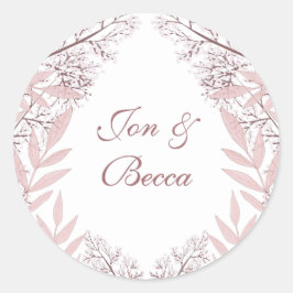 Dusty Roos roze bruiloft  botanisch Ronde Sticker