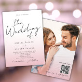 Dusty Roos Roze bruiloft uitnodiging foto QR code