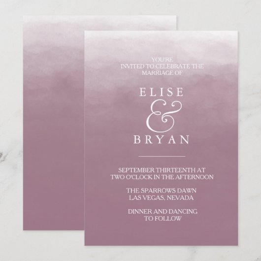 Dusty Roos Roze Eenvoudig modern elegant bruiloft Kaart (Voorkant / Achterkant)