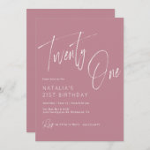 Dusty Roos Roze | Elegant script 21e verjaardag Kaart (Voorkant / Achterkant)