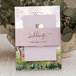 Dusty Roos Roze Elegant script Bruiloft Uitnodigingen Wikkel