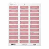 Dusty Roos Roze Elegant Simple Romantic Wedding Etiket (Full Sheet)