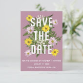 Dusty Roos Roze en gele madeliefjes Save the Date Kaart (Staand voorkant)