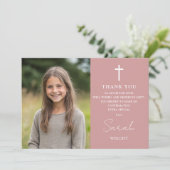 Dusty Roos roze fotobevestiging Bedankkaart (Staand voorkant)