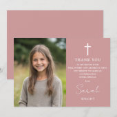 Dusty Roos roze fotobevestiging Bedankkaart (Voorkant / Achterkant)