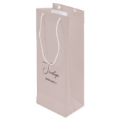 Dusty Roos Roze Gepersonaliseerde Bruiloft Party F Wijn Cadeautas (Achterkant Gekanteld)