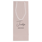 Dusty Roos Roze Gepersonaliseerde Bruiloft Party F Wijn Cadeautas (Achterkant)