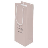 Dusty Roos Roze Gepersonaliseerde Bruiloft Party F Wijn Cadeautas (Voorkant Gekanteld)