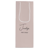 Dusty Roos Roze Gepersonaliseerde Bruiloft Party F Wijn Cadeautas (Voorkant)