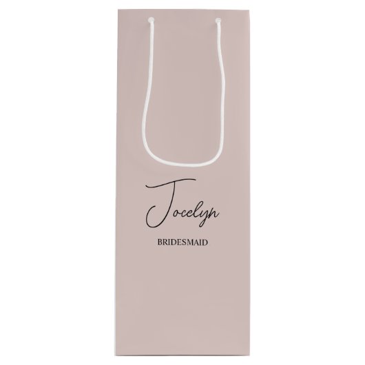 Dusty Roos Roze Gepersonaliseerde Bruiloft Party F Wijn Cadeautas (Voorkant)