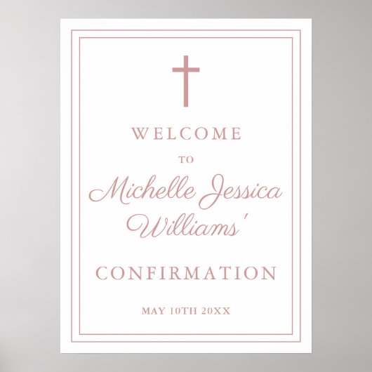Dusty Roos Roze Grens Bevestiging Welkomstbord Poster (Voorkant)