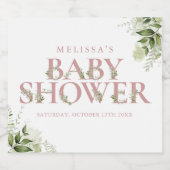 Dusty Roos roze groen meisje Baby shower Sparkling Wijnetiket (Enkel label)