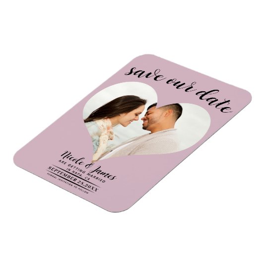 Dusty Roos Roze Hart Foto Bruiloft Save the Date Magneet (Linkerzijde)