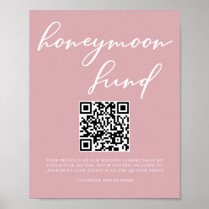 Dusty Roos Roze Huwelijk Honeymoon Fund QR Code Poster