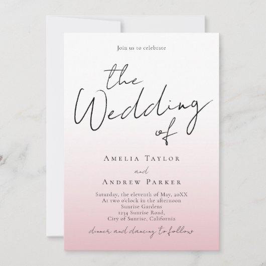 Dusty Roos Roze Huwelijksuitnodiging QR Code RSVP Kaart (Voorkant)