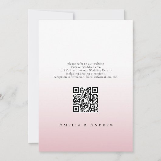 Dusty Roos Roze Huwelijksuitnodiging QR Code RSVP Kaart (Achterkant)