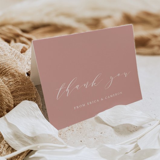 Dusty Roos Roze Kalligrafie Gepersonaliseerd Bedankkaart