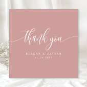 Dusty Roos Roze Minimalistisch Script Bruiloft Bedankkaart