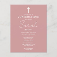 Dusty Roos Roze Minimalistische Bevestigingsuitnod