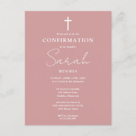 Dusty Roos Roze Minimalistische Bevestigingsuitnod Briefkaart