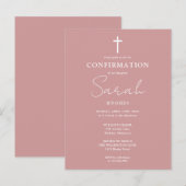 Dusty Roos Roze Minimalistische Bevestigingsuitnod Briefkaart (Voorkant / Achterkant)