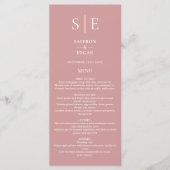 Dusty Roos Roze Monogram Bruiloft Diner Menu (Voorkant)