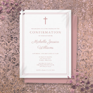 Dusty Roos Roze Rand Bevestigingsuitnodiging Briefkaart
