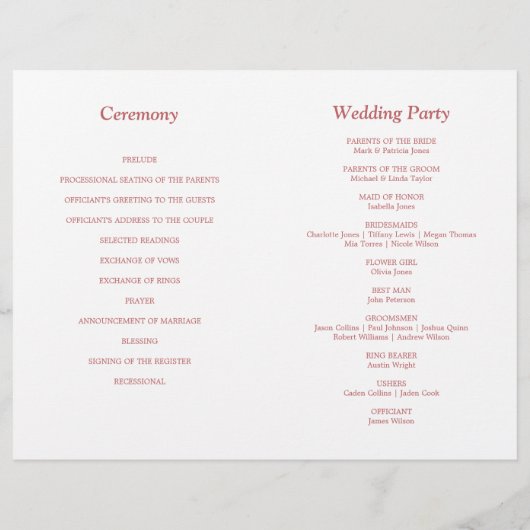 Dusty Roos Roze Script Bi-Fold Huwelijksprogramma (Achterkant)