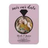 Dusty Roos Roze Trouwring Foto Save the Date Magneet (Verticaal)