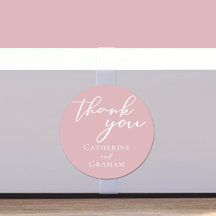 Dusty Roos Roze Typografie Custom Wedding Ronde Sticker