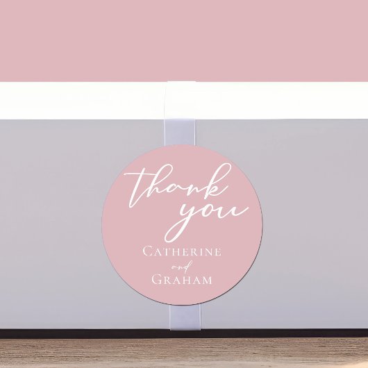 Dusty Roos Roze Typografie Custom Wedding Ronde Sticker