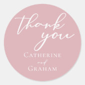 Dusty Roos Roze Typografie Custom Wedding Ronde Sticker (Voorkant)