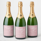 Dusty Roos Roze Typografie Romantische bruiloft Sparkling Wijnetiket (Flessen)