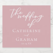 Dusty Roos Roze Typografie Romantische bruiloft Sparkling Wijnetiket (Enkel label)