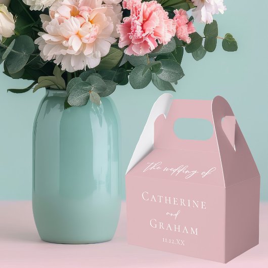 Dusty Roos Roze Typografie Vrouwelijke bruiloft Bedankdoosjes