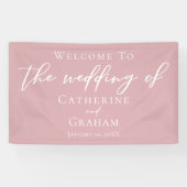 Dusty Roos Roze Typografie Vrouwelijke bruiloft Spandoek (Horizontaal)