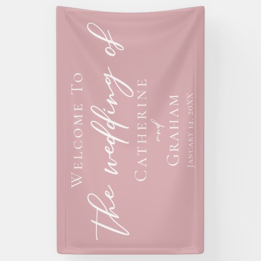 Dusty Roos Roze Typografie Vrouwelijke bruiloft Spandoek (Verticaal)