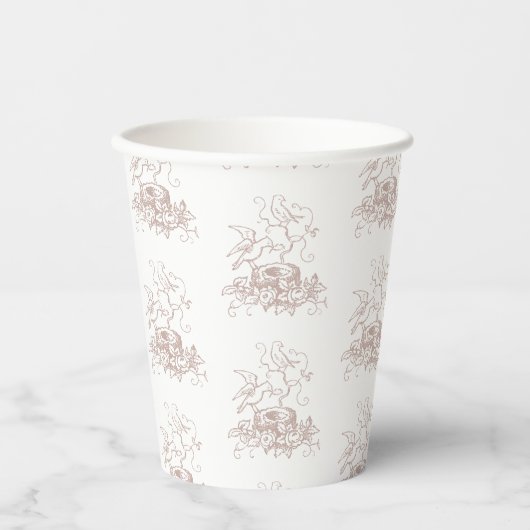 Dusty Roos roze vogelnest Baby shower Papieren Bekers (Voorkant)