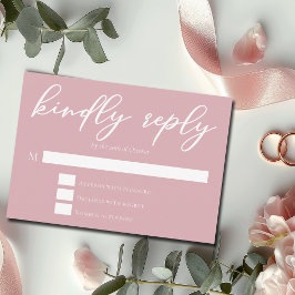 Dusty Roos Roze Vrouwelijke Typografie Wedding RSVP Kaartje