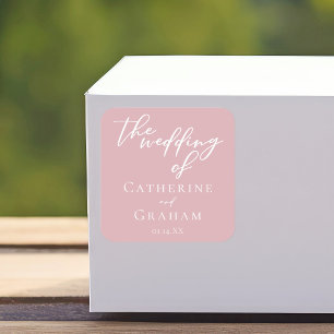 Dusty Roos Roze Vrouwelijke Typografie Wedding Vierkante Sticker