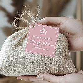 Dusty Roos Roze Wit Baby shower Party Bedankjes Labels