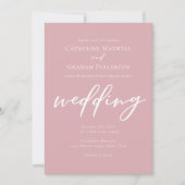Dusty Roos Roze Wit Script Afternoon Wedding Kaart (Voorkant)