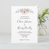 Dusty Roos Rustic Eucalyptus Greenery Wedding Kaart (Staand voorkant)