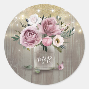 Dusty Roos rustiek land bloemenmoesson pot Ronde Sticker