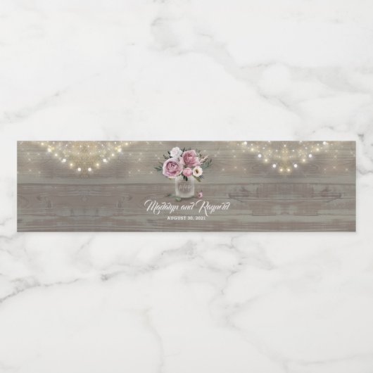 Dusty Roos rustiek land Mason Jar Floral Waterfles Etiket (Enkel label)