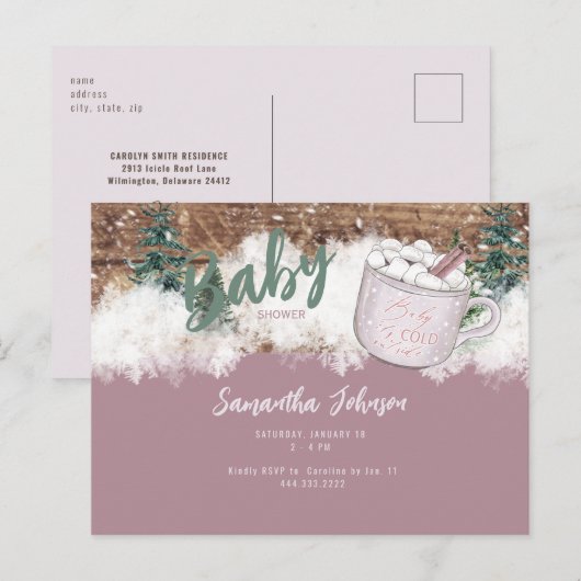 Dusty Roos rustieke Baby Het is koude douche Briefkaart (Voorkant / Achterkant)